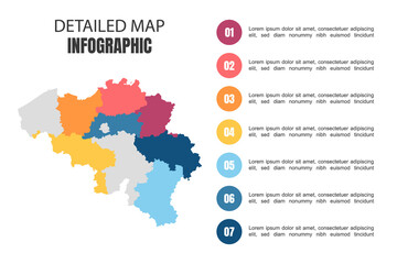 Fototapeta na wymiar Modern Detailed Map Infographic of Belgium