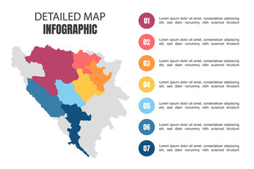 Fototapeta na wymiar Modern Detailed Map Infographic of Bosnia Herzegovina