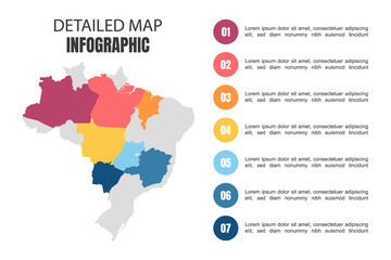 Fototapeta na wymiar Modern Detailed Map Infographic of Brazil