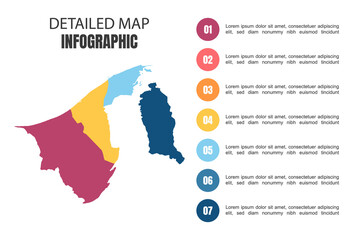 Modern Detailed Map Infographic of Brunei Darussalam