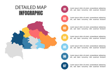 Fototapeta na wymiar Modern Detailed Map Infographic of Burkina Faso
