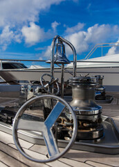 Details on the deck of a motor yacht