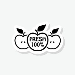 Fresh apple sticker icon isolated on white background
