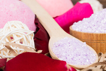 closeup of relaxing bath set background