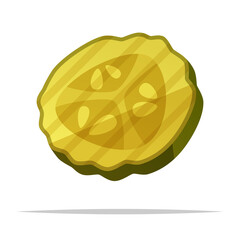 Slice of pickled cucumber vector isolated illustration