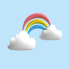Rainbow minimal icon concept 3d rendering