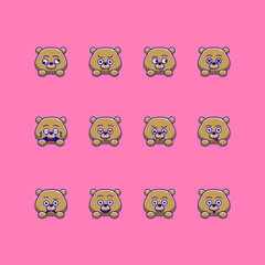 cute bear emoticon emoji bundle