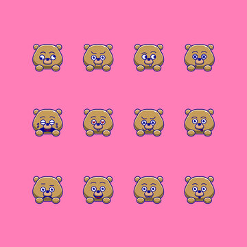 Cute Bear Emoticon Emoji Bundle