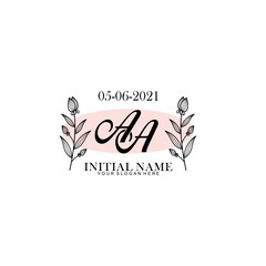 AA Initial letter handwriting and signature logo. Beauty vector initial logo .Fashion  boutique  floral and botanical