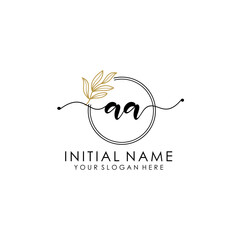 AA Luxury initial handwriting logo with flower template, logo for beauty, fashion, wedding, photography