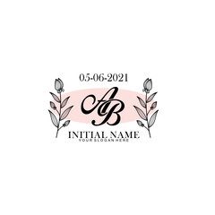 AB Initial letter handwriting and signature logo. Beauty vector initial logo .Fashion  boutique  floral and botanical