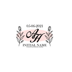 AH Initial letter handwriting and signature logo. Beauty vector initial logo .Fashion  boutique  floral and botanical