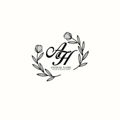 AH Initial letter handwriting and signature logo. Beauty vector initial logo .Fashion  boutique  floral and botanical