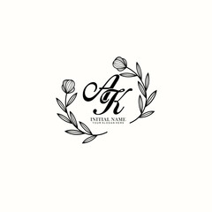 AK Initial letter handwriting and signature logo. Beauty vector initial logo .Fashion  boutique  floral and botanical