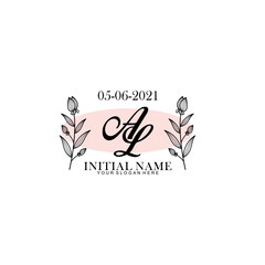 AL Initial letter handwriting and signature logo. Beauty vector initial logo .Fashion  boutique  floral and botanical