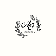 AO Initial letter handwriting and signature logo. Beauty vector initial logo .Fashion  boutique  floral and botanical