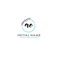 AO Initial letter handwriting and signature logo. Beauty vector initial logo .Fashion  boutique  floral and botanical