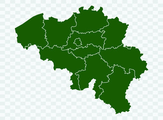 Fototapeta na wymiar Belgium map Green Color on White Backgound Png