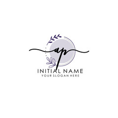 AP Luxury initial handwriting logo with flower template, logo for beauty, fashion, wedding, photography