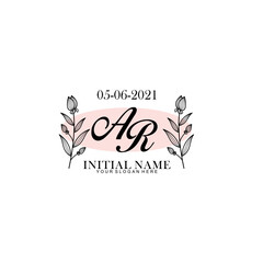 AR Initial letter handwriting and signature logo. Beauty vector initial logo .Fashion  boutique  floral and botanical