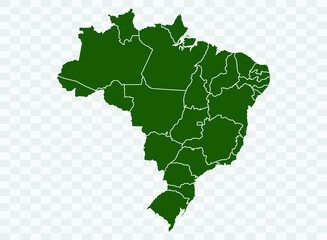 Brazil map Green Color on White Backgound Png