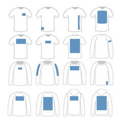 print vector icon print on clothes in different styles print on clothes print in different parts of clothes eps10