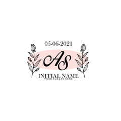AS Initial letter handwriting and signature logo. Beauty vector initial logo .Fashion  boutique  floral and botanical