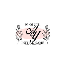 AY Initial letter handwriting and signature logo. Beauty vector initial logo .Fashion  boutique  floral and botanical