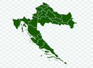 Croatia map Green Color on White Backgound Png
