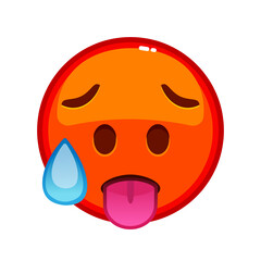 Vector red emoticon emoticon icon with protruding tongue slightly sweating eps 10