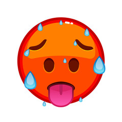 Vector icon of sweating emoticon red sweat emoticon eps 10