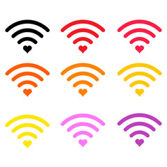 wi-fi with heart colored set icons valentines day eps 10