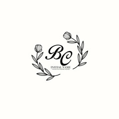 BC Initial letter handwriting and signature logo. Beauty vector initial logo .Fashion  boutique  floral and botanical