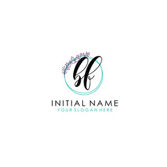 BF Initial letter handwriting and signature logo. Beauty vector initial logo .Fashion  boutique  floral and botanical