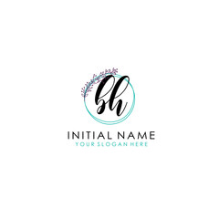 Fototapeta premium BH Initial letter handwriting and signature logo. Beauty vector initial logo .Fashion boutique floral and botanical