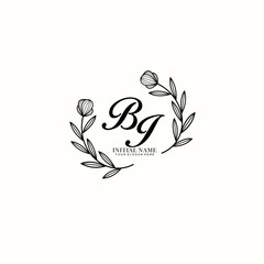 Fototapeta premium BI Initial letter handwriting and signature logo. Beauty vector initial logo .Fashion boutique floral and botanical