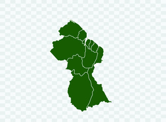 Guyana map Green Color on White Backgound Png