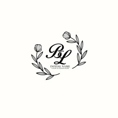 BL Initial letter handwriting and signature logo. Beauty vector initial logo .Fashion  boutique  floral and botanical