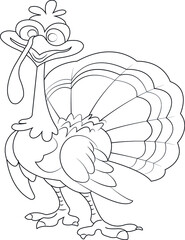 turkey  coloring page with vector line art