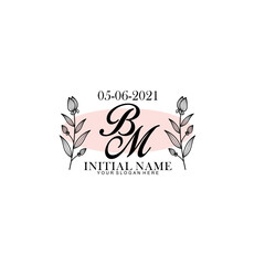 BM Initial letter handwriting and signature logo. Beauty vector initial logo .Fashion  boutique  floral and botanical