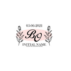 BO Initial letter handwriting and signature logo. Beauty vector initial logo .Fashion  boutique  floral and botanical