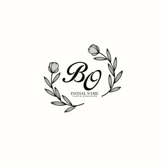 BO Initial letter handwriting and signature logo. Beauty vector initial logo .Fashion  boutique  floral and botanical