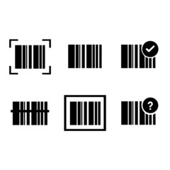 set of black barcode action icons with barcode eps10