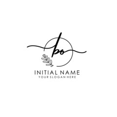 BO Luxury initial handwriting logo with flower template, logo for beauty, fashion, wedding, photography