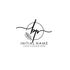BP Luxury initial handwriting logo with flower template, logo for beauty, fashion, wedding, photography