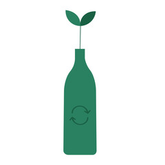 bottled plant recycling glass bottles conservation ecology vector icon eps10
