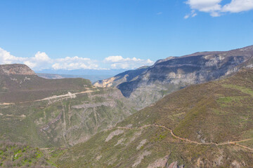 Naklejka premium View of the mountains near the Tatev Monastery in the spring. Armenia