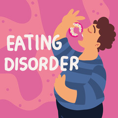 eating disorder, young with donut