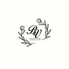 BV Initial letter handwriting and signature logo. Beauty vector initial logo .Fashion  boutique  floral and botanical