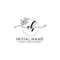 CB Luxury initial handwriting logo with flower template, logo for beauty, fashion, wedding, photography